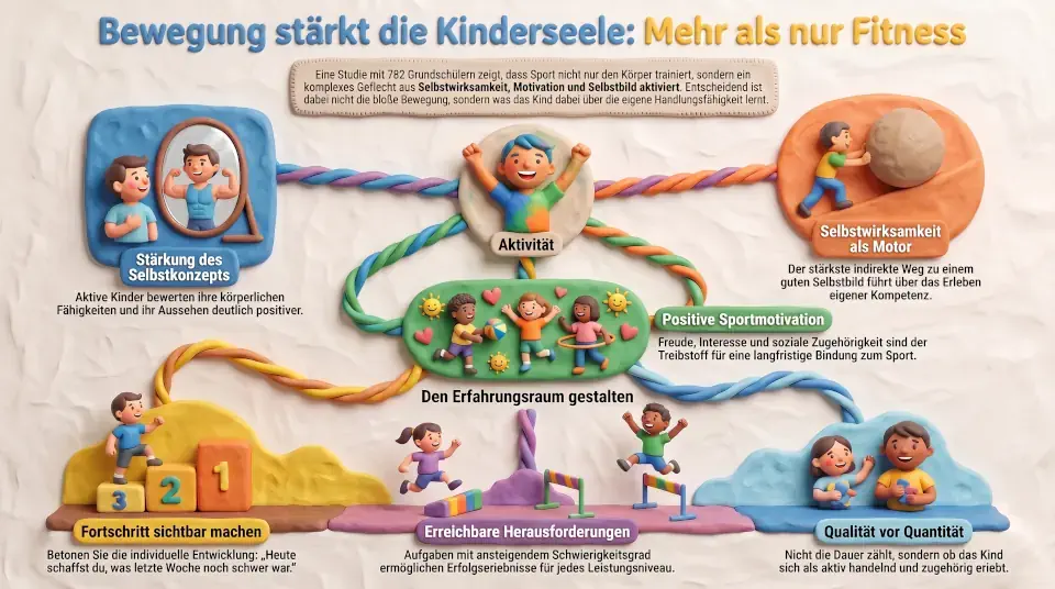 Bewegung, Selbstwirksamkeit, Sportmotivation und körperliches Selbstbild bei Kindern.
